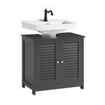 SoBuy FRG237-II-DG, Under Sink Cabinet Bathroom Vanity Unit Bathroom Storage Cabinet with Double Shutter Doors, Suitable for Pedestal Sinks, Dark Grey