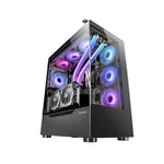 Mars Gaming MC-ULT, Boîtier Gaming Custom XXL E-ATX, Double Vitre Tempérée 90° Sans Cadre + Porte Latérale, Refroidissement Liquide Complet, Tour PC avec Design à Double Chambre Verticale, Noir