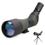 80MM Spotting Scope 20X-60X Waterproof Monocular Bak4 FMC Angled Telescope for Bird Watching,Shooting&Hunting with Tripod, CarryBag