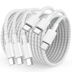 USB C to USB C Charger Cable 1m 3Pack, 60W Type C Cable Lead Long Fast Charging Power for Apple iPhone 15 Plus/15 Pro Max, MacBook Pro 2021/2020, iPad Pro 12.9/11 inch/Mini/Air 5/4, Samsung, Pixel