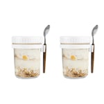 1X(Overnight Oats Jars, with Lid and Spoon,10 Oz Cereal, Milk, Vegetable anre