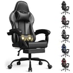 Homall Chaise Gaming Massante, Siege Gaming Hauteur Réglable, Gaming Chair Ergonomique avec Appui-tête et Support Lombaire, Ergonomique pour PC Gamer Chaise de Bureau capacité de Charge 150 kg