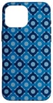 Coque pour iPhone 16 Pro Max Deep Cobalt Blue Hexagons Linked Rings Circles Dots Pattern