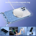 Couqe Magn??Tique Pour Iphone 12 Pro Max Con Cordon, Compatible Avec Magsafe, Brillant Glitter Paillet?? Antichoc Durable R??Sistante Etui Soft Tpu Bumper Housse Pour Iphone 12 Pro Max, Bleu