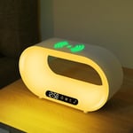 Veilleuse de réveil, horloge lumineuse avec chargeur sans fil, aide au sommeil, mode minuterie snooze, veilleuse 3 en 1, idéale pour cadeau, bureau à