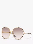 Gucci GG0595S Women's Oversized Oval Sunglasses, Gold/Beige Gradient