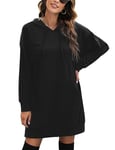 Migcaput Robe Sweat Femme Sweat Long à Capuche Hiver Sweat à Capuche Long Robe Pull avec Poche Robes Casual Robe Sweat