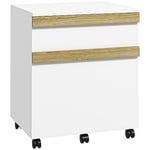 Vinsetto Caisson de Bureau à roulettes Meuble de Rangement Mobile avec 2 tiroirs coulissants trieur à dossiers 48 x 40 x 59,5 cm Blanc