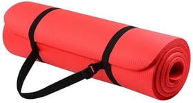 Signature Fitness Everyday Essentials Tapis de yoga très épais haute densité anti-déchirure avec sangle de transport Rouge 1,27 cm