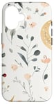 iPhone 16 Whimsical Boho Watercolor Wildflowers Moon Insects Design Case