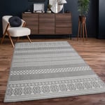 Tapis Intérieur & Extérieur Balcon Terrasse Cuisine Motif Ethnique Boho Moderne 300x400 cm, Gris 4 - Paco Home