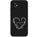 Coque noir Iphone 12 coeur fleur