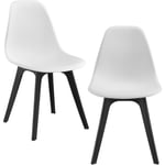 Set de 2 Chaises Design Chaise de Cuisine Chaise de Salle à Manger Plastique Blanc et Noir 83 x 54 x 48 cm - blanc - [en.casa]