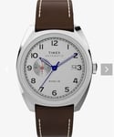 TIMEX TW2V62000 Marlin Jet Silver Dial Automatic 39mm Brown Leather Watch New