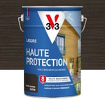 V33 Lasure Bois extérieur Noir charbon satin - Haute Protection 8 ans - Haute résistance hydrofuge et anti-UV - Résiste aux variations du bois - Ecolabel, résine d'origine végétale - 5L