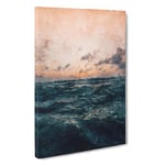 Ocean Beneath a Peach Sky Canvas Print for Living Room Bedroom Home Office Décor, Wall Art Picture Ready to Hang, 30 x 20 Inch (76 x 50 cm)