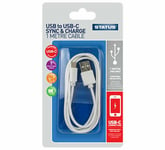 USB TO USB-C SYNC & CHARGE CABLE 1 METRE DATA CHARGING WHITE FAST REVERSIBLE USB