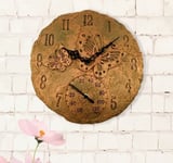 Garden Butterfly Wall Clock Bronze Effect Decorative Outdoor Home Decor 30cm