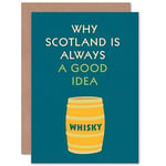 Wee Blue Coo Typograph Painting Whisky Good Idea Scotland Art Sealed Greeting Card Plus Envelope Blank inside