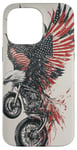 Coque pour iPhone 14 Pro Max Fierce Eagle Roue Moto Biker Patriotisme