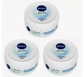 NIVEA SOFT - 3 x 300ml Refreshingly Soft Moisturising Cream (900ml)