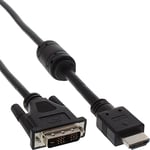 InLine 17661 HDMI/DVI adaptor cable 19 Pin Male to 18 + 1 Male – with Ferrit 1 m black