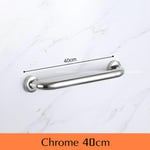 Accoudoir en acier inoxydable noir,barre d'appui pour toilettes,baignoire,salle de bain,rampe d'accès pour personnes âgées - Type 40cm chrome