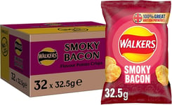 Walkers Smoky Bacon Crisps 32.5g Smoky Bacon Flavour Potato Crisps