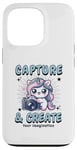 Coque pour iPhone 13 Pro Appareil photo mignon Photographe Licorne Capture et