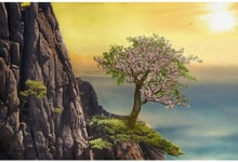 Puzzle XJLAC 1000 pièces pour Adultes et Enfants-Puzzle en Bois Motif d'arbre à Fleurs sur Une Falaise Jeux interactifs pour la Famille, Jouets éducatifs