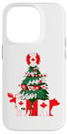 Coque pour iPhone 14 Pro Pull de Noël moche avec drapeau canadien et arbre de Noël