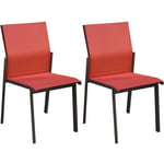 Proloisirs - Chaise de jardin empilable Delia - Gris et rouge