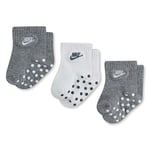 NIKE Baby Ankle Gripper Socks (3 Pairs), Grey/White, 6-12 Months