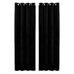 Hafaa Black Blackout Curtains for Bedroom – Crushed Velvet Curtains 90x90 for Living Room – Eyelet Room Darkening Curtains with 2 Tie Backs – (228cm x 228cm)