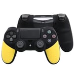 Musta keltainen-pehmeä silikonikumikotelo Sony PlayStation Dualshock 4 PS4 DS4 Pro Slim Controller -suojakotelolle + 2 peukalokahvaa