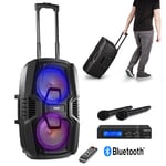 Bluetooth Karaoke Speaker with WM522 Dual Wireless Microphones FT210LED