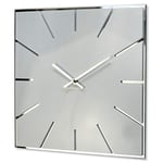 Horloge Murale carrée Digit 30 cm de diamètre, sans Bruit de tic-tac Moderne, Design en Verre Acrylique et Miroir Acrylique, Salon, Chambre à Coucher Blanche (Blanc)