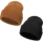 DRESHOW Bonnet Tricoté a Revers pour Homme et Femme Bonnet Hiver Chaud Beanie Design Classique 2 Pièces