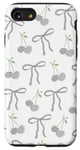 Coque pour iPhone SE (2020) / 7 / 8 Noeuds gris et cerises neutres Coquette Girl