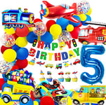 iZoeL Decoration Anniversaire Garcon 5 ans Ballon 5 ans Anniversaire Voiture 5 ans Ballon Enfant 5 ans Kit Anniversaire Garçon Cars Moto Ballons Garçons Joyeux Anniversaire Bannière Gâteau Décoration