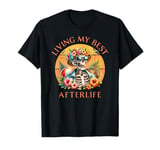 Funny Vacation Living My Best Afterlife Beach Vibes Skeleton T-Shirt