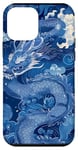 Coque pour iPhone 12 mini Bleu Art Déco Tropical Dragon Chinois E-Girl Esthétique