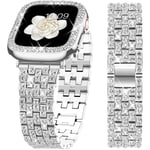 AVEKI-yhteensopiva Apple Watch -ranneke kotelolla Series iwatch6/5/4/3/2/1, Bling Full Diamond Rhinestone Naiset Tyttö Korut Dressy Crystal Vaihtom...