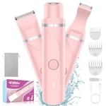 WUFAYHD 3 in 1 Bikini Trimmer Lady Shavers for Women, Painless Facial Hair Remover, Electric Face Shaver Pubic Hair Trimmer, Ladies Razor for Body, Leg, Private Area, IPX7 Waterproof & Rechargeable