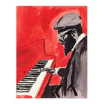 Artery8 Thelonious Monk Jazz Piano Music Red Portrait Living Room Large Wall Art Poster Print Thick Paper 18X24 Inch