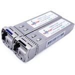 Elfcam® - Lot de 2-10Gb SFP+ Bidi Module Compatible avec Freebox Ultra, TX1270nm/RX1330nm et TX1330nm /RX1270nm, Connecteur Câble à Fibre Optique