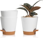 3 Pcs Pots De Fleurs En Plastique Blanc 14cm Auto Arrosant, Soucoupe Pot Fleur De Syst¿¿Me D'arrosage Convient Aux Jardins De Balcon Int¿¿Rieurs Et Ext¿¿Rieurs