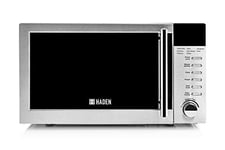 Haden 20L Digital Stainless Steel Microwave Oven - 800W, Compact Microwave, 5 Power Levels, Auto Defrost & Child Lock, Easy Clean Interior - 24.5cm Glass Turntable