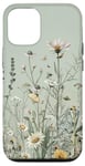 iPhone 15 Sage Green Boho Botanical Wildflowers Plants Case