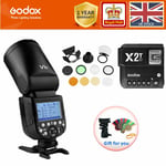 Godox V1C TTL HSS 1/8000s Round Head Flash+X2T-C (Bluetooth) + AK-R1 for Canon